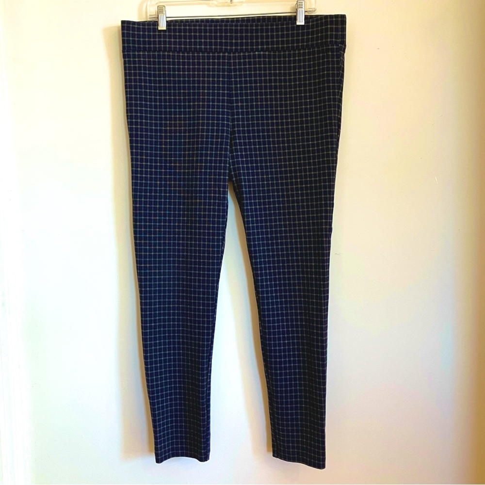 LOFT blue grey black check legging pants